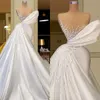 Graceful Mermaid Wedding Dress Pearls Strapless Bridal Gowns with Detachable Train Sequins Bride Dresses Custom Made Plus Size