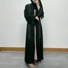 Ethnische Kleidung Frauen Eid Muslim Abaya Langarm Dubai Strickjacke Diamanten Abayas Kaftan Vestidos Arabische bescheidene Gürtel Robe Perlen lose