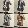 Japanska skoluniformer för tjej Autumn Winter Multicolor Long Blazer sätter veckad kjol JK Sailor Tie Anime Cos Costume 240323