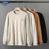 Dukeen 340gsm ağır işlemeli sweatshirt erkekler sade uzun kollu tişört yuvarlak boyun gevşek trend katı coloe üstleri 240307