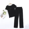 Sleepwear Fdfklak Modal Maternity Nursing Sleepwear Pyjamas Set Short Sleeve 2sts ammande pyjamas kläder för gravida kvinnor