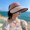 Large Brim Chapeaux Soleil Pour Femmes Mode Coréenne Été Vide Top Protection Cap Femme Plage Visières Casquette Chapeau