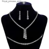 Conjuntos de joias de casamento Conjunto de joias HADIYANA Romântico Simples Mulheres Casamento Noiva Zircônia Colar Brincos e CN022-1 Conjunto De Joyas Q240316