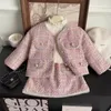 Tenue élégante en Tweed pour filles, jupe en coton pour bébé, costume d'hiver, 240301