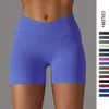 Short de yoga tricoté sans couture, respirant, couleur unie, pêche, hanche, course, fitness, pantalon trois-quarts pour femmes