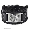 Läderarmband mens varghuvud brett läder armband legering Nya vävda lädersmycken armband WY1170