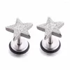 Stud Earrings 1 Pair Sliver Earring For Men Dull Polish Star Ear Piercing Stainless Steel