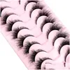 False Eyelashes 10Pairs Cat/ Faux Mink Winged End Eye Elongated Fake Lashes Soft Natural Long Fl Drop Delivery Dhbyv