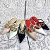 27% KORTING Sportschoenen 2024 Warren 6cm Slippers Dames Hoge Versie Grote V-Knop Puntige Dunne Hak Half Gladde Sandalen