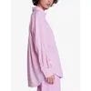 2024 primavera/verão novo maje designer flor bordado camisa lapela botão preguiçoso francês de manga comprida feminino topo rosa listra versátil camisa