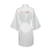 Vêtements de nuit pour femmes Robes en satin solide Robe de mariée blanche Équipe de demoiselle d'honneur Orange Custom Wedding Morning Peignoir