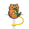 Drinking Sts 17 Colors Cats Kitten Sile St Toppers Accessories Er Charms Reusable Splash Proof Dust Plug Decorative 8Mm Party Drop Del Otgcd