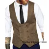 Herrenwesten Freizeitweste U-Ausschnitt Casual Herringbone Tweed Slim Fit Weste Männliche Kleidung Einreiher Gilet Männer Chaleco Homb