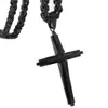 Fashion Jewelry Design Smooth Cross Pendant Necklace Mens Chain Stainless Steel Byzantine Link Black Gold Silver Color 240311