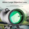 2575x60 HD Zoom longue-vue monoculaire puissant télescope Bak4 prisme pour Camping en plein air observation des oiseaux tir avec Tirpod 240312