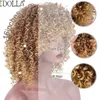 Idolla Short Curly Blonde Wig Synthetic Afro Kinky Curly Wig with Bangs for黒人女性自然オンブルブロンドコスプレウィッグ240305