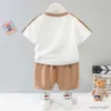 Conjuntos de roupas moda coreana bebê menino conjuntos de roupas crianças crianças menina manga curta shorts camiseta ternos verão