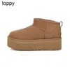 2023 TASMAN TAZZ BOTS BUTS KASTNUT FURDY SLIDES SHEEPSKIN SHEARLING MULES KOBIETA MĘŻCZYZNA Ultra Mini Platform But Buty Zamie komfort Fall Winter Booist 35-42