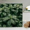 Duschgardiner tropiska grönt blad duschgardin monstera banan blad palm lövverk sommar djungel tema badrum med krok vattentät skärm y240316