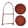 Set di stoviglie Stand per snack in bambù Cesti portaoggetti Contenitore in tessuto Ornamento manuale per tessitura di frutta fatto a mano Dessert a due piani