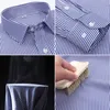 Frühling Herbst Herren Formales Hemd Langarm Büro Gestreift Anti-falten Nicht bügeln Mode Business Weiße Hemden S ~ 8XL 240306