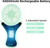 Electric Fans 2000mAh Battery USB Rechargeable Personal Handheld Neck Sling Mini Fan Portable Hands Free Folding Small Cooling 240316