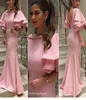 高品質のライトピンクの長いプロムドレスユニークな詩人ハーフスリーブ中東の女性は特別な機会フォーマルな安いパーティードレス2903727を着る
