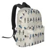 Sırt çantası kuş ekose çiçek mavi çuval bezi öğrenci okul çantaları dizüstü bilgisayar kadınlar için özel kadın seyahat mochila