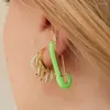 Pendientes de tachuelas Pen de seguridad de seguridad de color verde amarillo rosa 2024 Joyería de neón para mujeres dama dorada de oro colorido colorido múltiple piercing múltiple