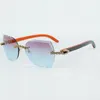 Fashion-cut lens klassiek boeket diamanten zonnebril 8300817 met natuurlijk oranje hout armgrootte 18-135 mm