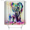 Zasłony prysznicowe 1 szt. Pomalowane słonia wodoodporna zasłona prysznicowa kolorowa i wspaniała dekoracja łazienki słonia z 12 plastikowymi haczykami Y240316