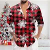 Camisas informales para hombre Copo de nieve camisa casual para hombre Navidad casual otoño e invierno trineo largo azul XS-6XL camisa de tela elástica en cuatro direccionesC24315