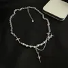 tiffanyjewelry halsband hänge halsband trenden korshalsband för män kvinnor kpop dubbel lager skarv pärla rostfritt stål kedja hals smycken tiffanyringande 903