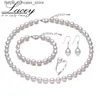 Ensembles de bijoux de mariage Les vraies mariées ensemble de bijoux en perles d'eau douce pour les femmes blanc collier de perles naturelles ensemble de boucles d'oreilles 925 argent anniversaire Q240316