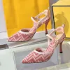 Designerskie sandały sztyletowe letnie modne buty damskie spożyty palce śliczne bok trend płócienne buty biurowe