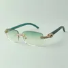 Óculos de sol de madeira com diamante XL 3524026 com pernas de madeira verdes Tamanho de vendas diretas 56-18-135mm