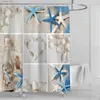 Shower Curtains 1Pcs beach drift bottle shower curtain romantic blue starfish love conch bathroom decoration with 12 plastic hooks Y240316