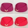 Berets Solid Color Women Stewardess Costume Accessories Flight Attendant Hat For Real-Estate Uniform Vintage Dropship