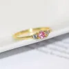 Slim Wedding Dainty Rings for Women Delicate Cubic Zirconia Light G14k Yellow Gold Proposal Finger Gift Fashion Jewelry