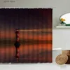 Shower Curtains Navy Lighthouse Shower Curtain Sea Sunset Natural Scenery Bathroom Waterproof Polyester Curtains Home Decoration With Hook Set Y240316