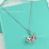 Designer tiffay and co Double Heart Six Star Crown Rotating Cross Pendant 925 Silver Necklace