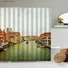 Shower Curtains Italy Venice Water City Architecture Scenery Shower Curtain Exotic Bathroom Waterproof Polyester Photography Cloth Curtains Set Y240316