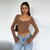 Camisetas para mujer Y2K Cuello cuadrado Camiseta de manga larga Mujeres Sexy Slim Fit Crop Top 2024 Primavera Otoño Mujer Ropa Moda Camiseta básica ajustada