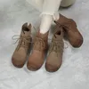 Sapatos casuais couro vintage literário feminino liso faculdade mori único toyamon tornozelo japonês