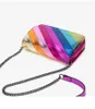 Axelväskor kvinnors väska designer handväskor tote med kontrasterande färg lapptäcke regnbågkedja en enda axel crossbody örn huvud liten fyrkant 240311