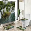 Zasłony prysznicowe wodospad Autumn krajobraz zasłony prysznicowe las drewniany mostek park sceneria wystrój bez poślizgu dywanu toalety