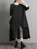 Casual Dresses Japanese Yamamoto Dark Black Style Patchwork Mesh Irregular Chic Vintage Autumn Dress Street Fashion Women Spring