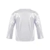 Kids Shiny Metallic T Shirts Children Boys Girls Long Sleeve Loose Dance Crop Tops for Stage Performance Party Costumes Tanks 240313