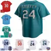 Ken Griffey Jersey Vintage 1989 White 1995 Green 1997 2000 Pinstripe 2005 10th Red Mesh BP Blue Pullover Black Navy Retirement Patch mens women youth all stitched