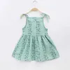 Abiti da ragazza Stile coreano New Summer Kids Girls Dress Strisce di cotone e canapa Stampati floreali Abiti senza maniche per tutti i giorni H8066 240315